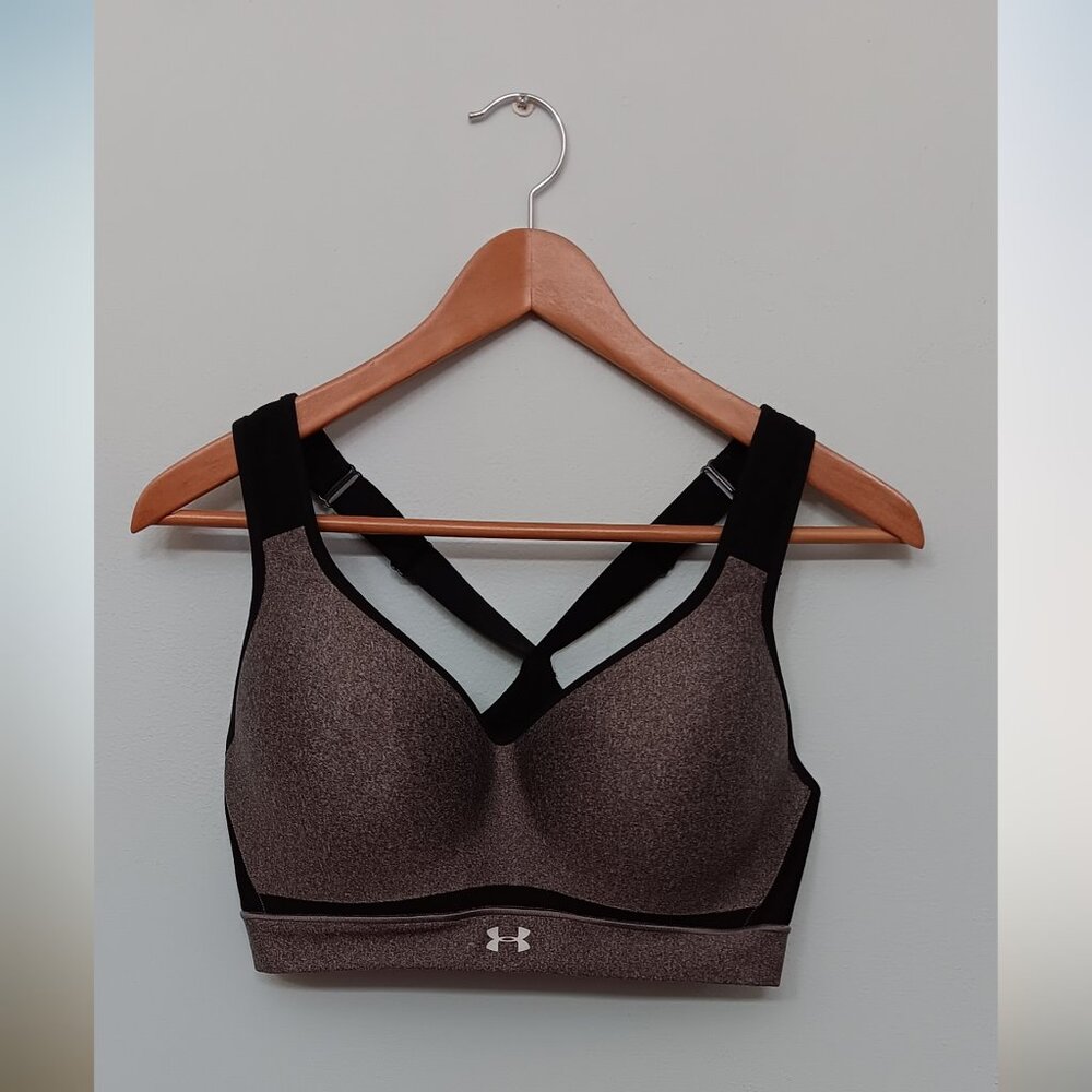 Under Armour Women's High Impact Racetrack Sport Bra Charcoal Gray Black 36D
